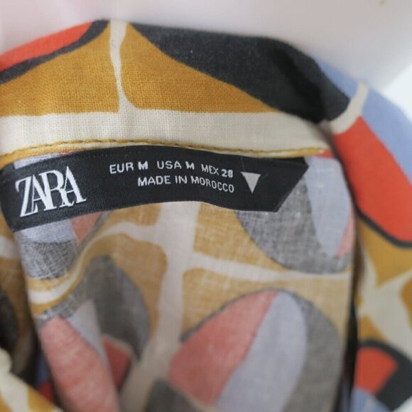 Zara 80's Print Button Front Crop Top Open Back Women's Medium - Picture 3 of 3